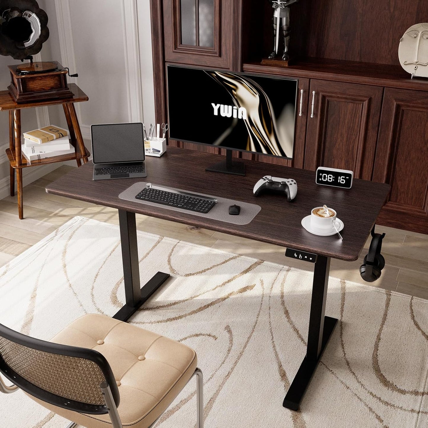 Ywin Electric Height Adjustable Standing Desk, 63 x 24 inches, Ergonomic Stand Up Desk for Home Office