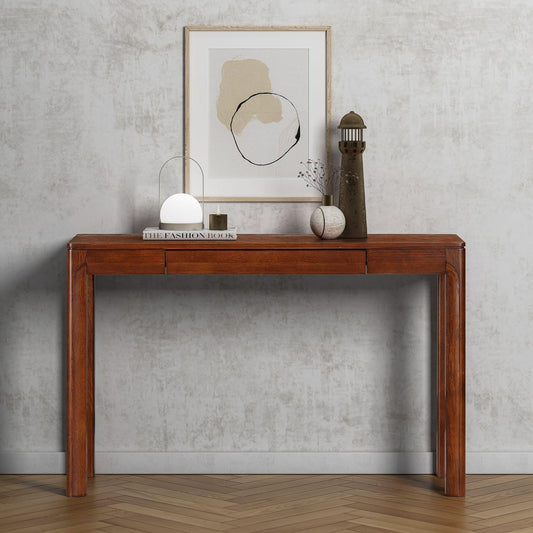 NTC Flow Modern Wooden Rectangle Console Table with Hidden Drawer – Waterproof & Heat Resistant, Dark Walnut