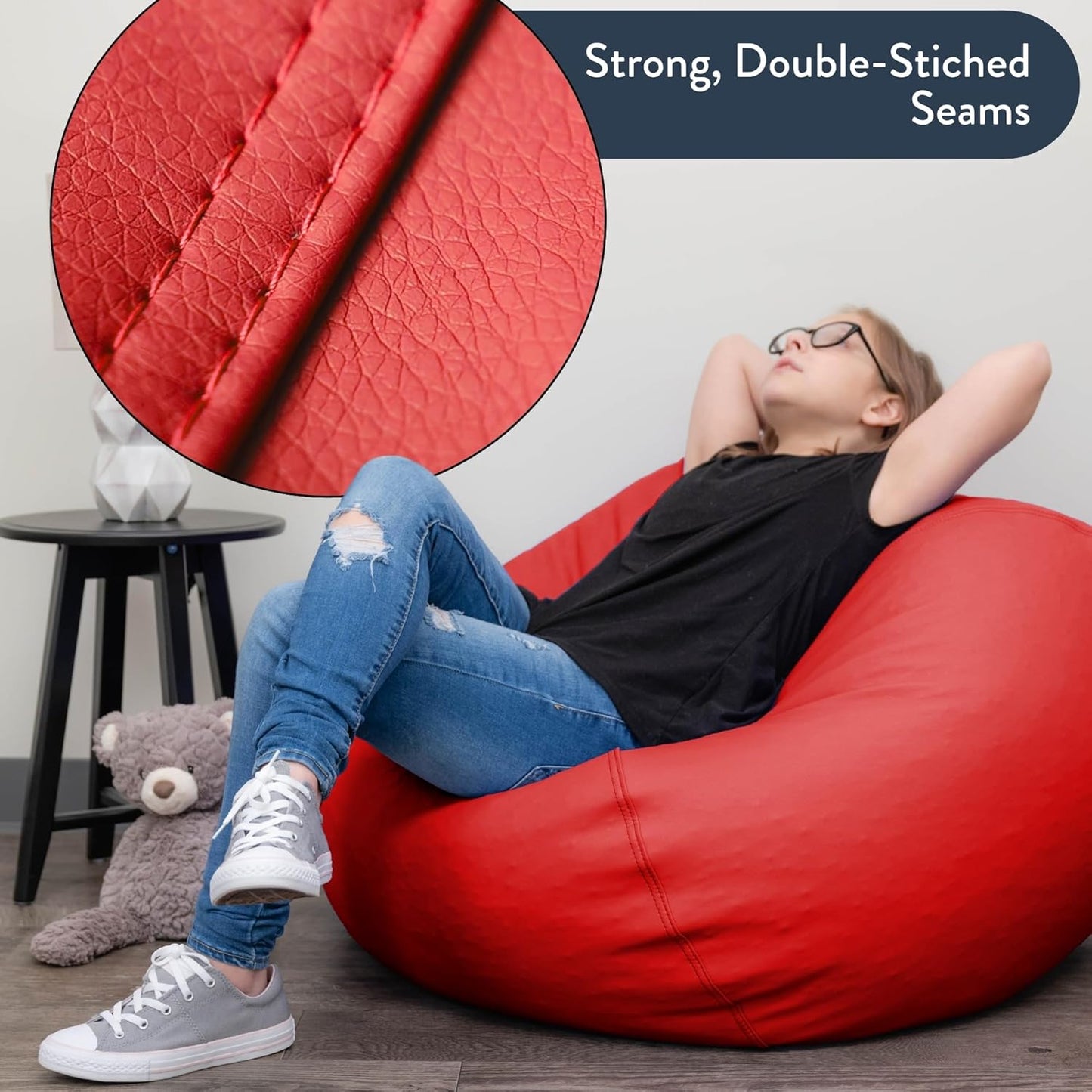 Children's Factory-CF610-007 35" Kids Bean Bag Chairs, Flexible Seating Classroom Furniture, Beanbag Ideal for Boy/Girl Toddler Daycare or Playroom, Red