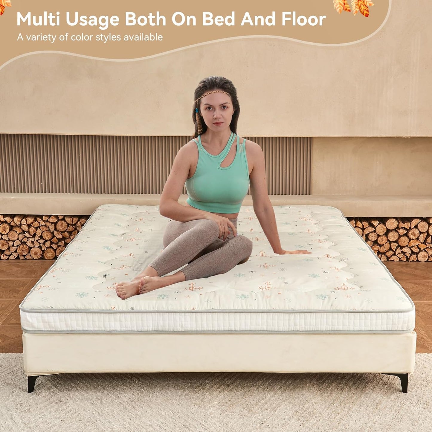 Dr.Futon Japanese Floor Futon Mattress Extra Thick Folding Roll Up Bed Topper Mat for Guest,Lounger and Tavel
