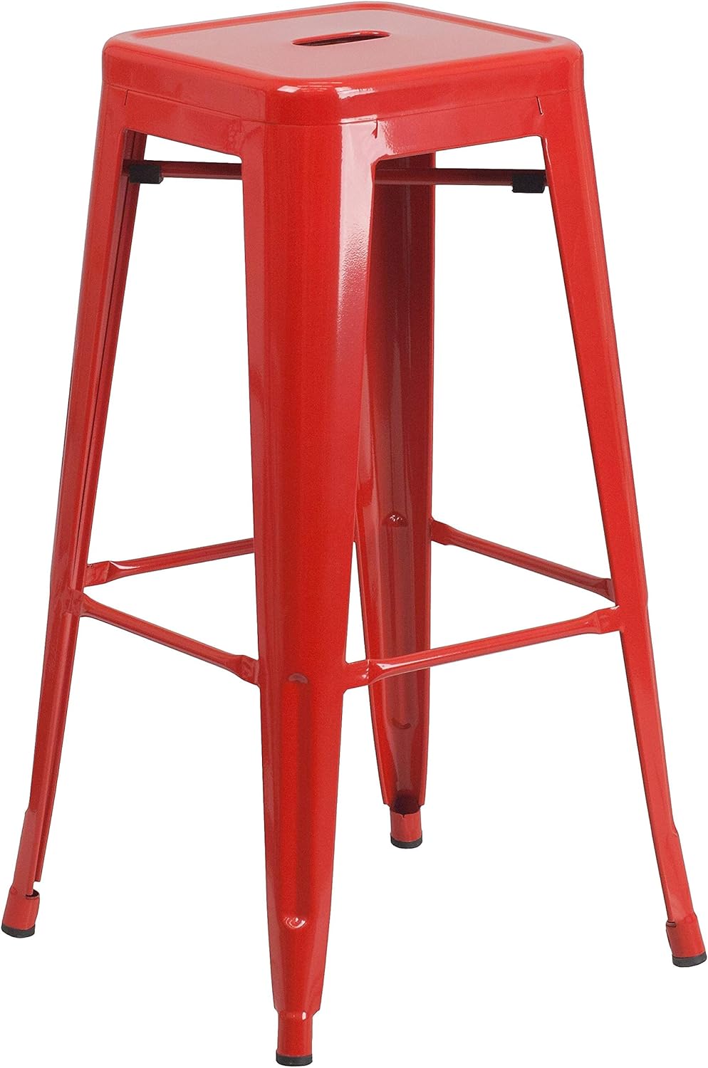 Flash Furniture Commercial Grade 30" High Backless Red Metal Indoor-Outdoor BarStool with Square Seat