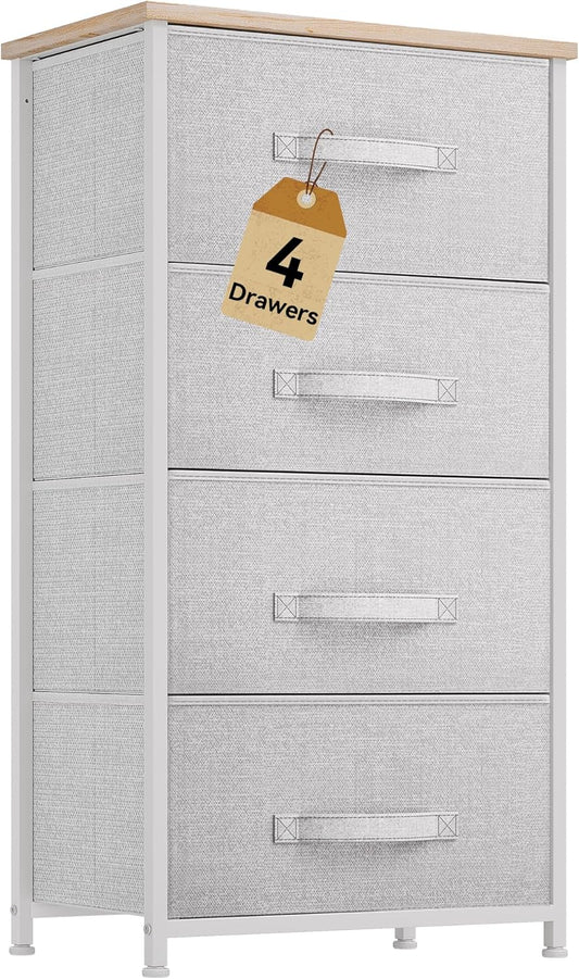 DWVO 4 Drawers Dresser, Dresser for Bedroom, Fabric Storage Tower, Chest of Drawers, Organizer Unit for Closets, Living Room