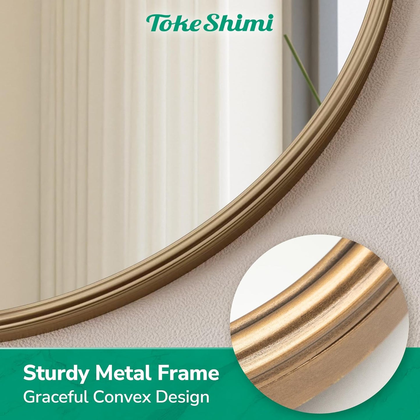 TokeShimi 24x24 Vintage Round Mirror with Metal Frame,Antique Round Gold Mirror for Wall,Bedroom,Fireplace,Baroque Vanity Mirror Wall-Mounted French Cleat Mounting