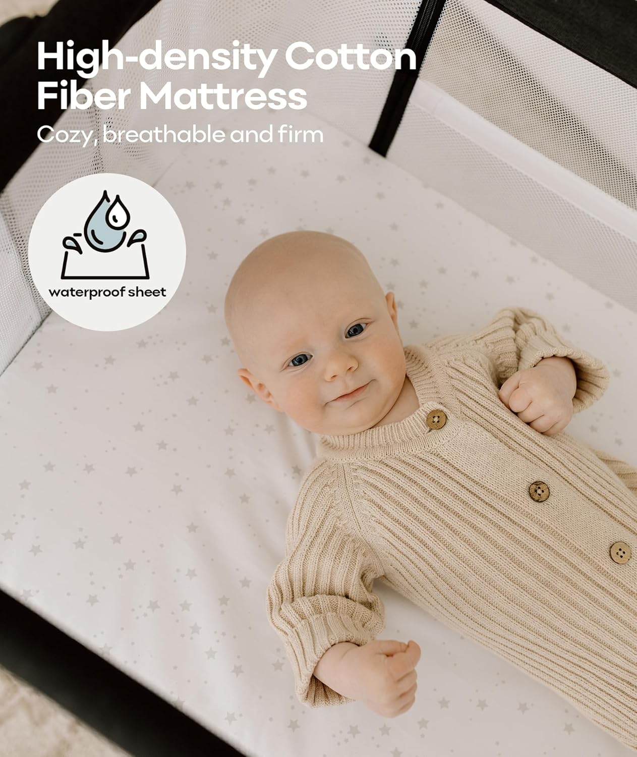 Fodoss Baby Bassinet Bedside Sleeper with Wheels and Storage Tray,4-Sided Mesh Bedside Bassinet for Infant/Newborn,7 Height Adjustable Easy Folding Bedside Crib