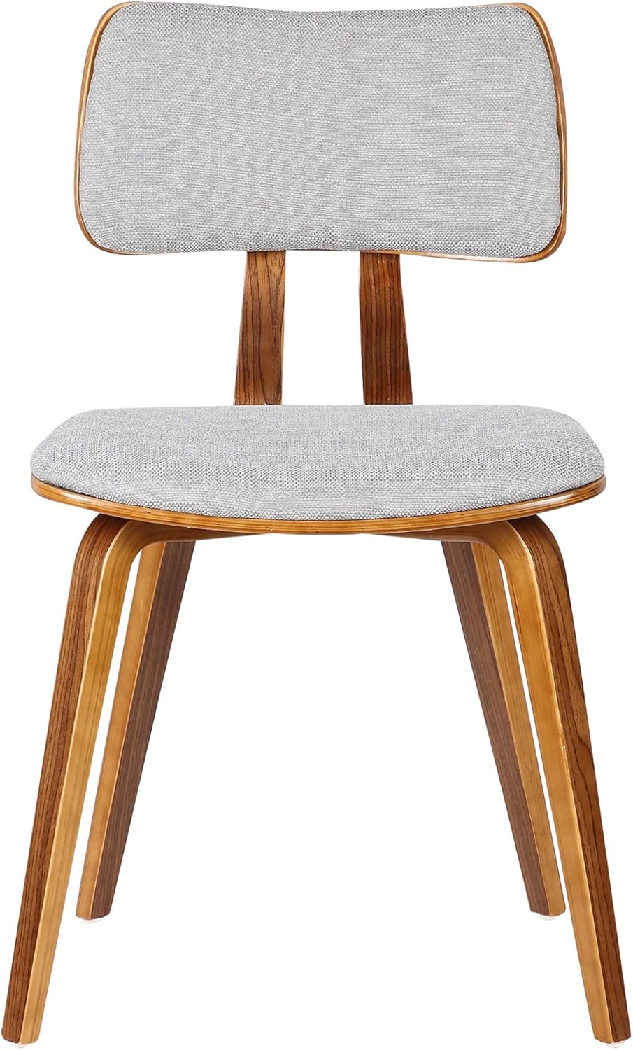 Armen Living Jaguar Mid-Century Dining Chair in Walnut Wood and Gray Fabric - Set of 6