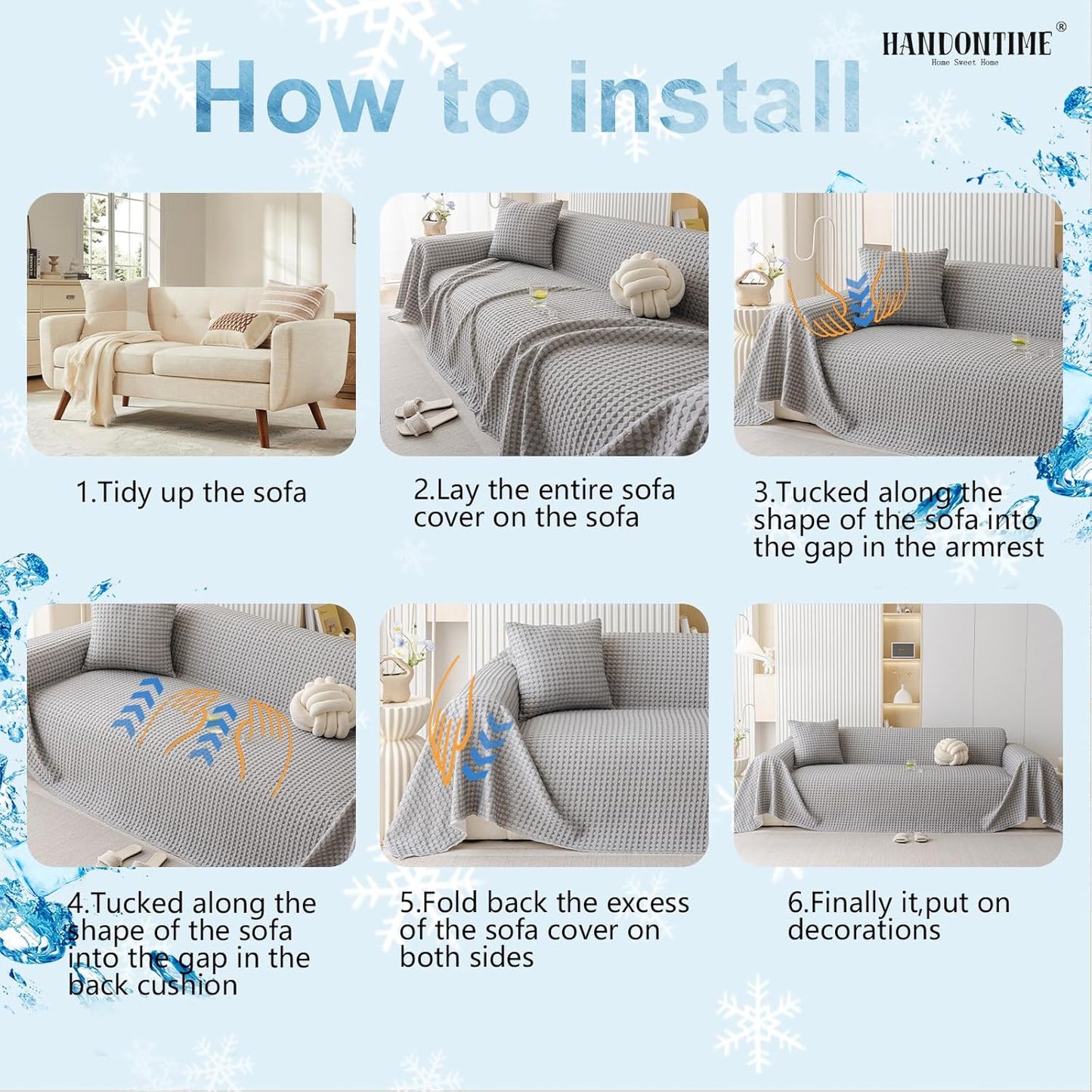 HANDONTIME Cooling Dog Couch Cover Ice Silk Washable & Breathable Pet Sofa Protector, Durable Couch Covers for Sofa Pet Friendly Soft Dog Cooling Bed Cover Sofa Protector Covers (Grey, 71"x118")