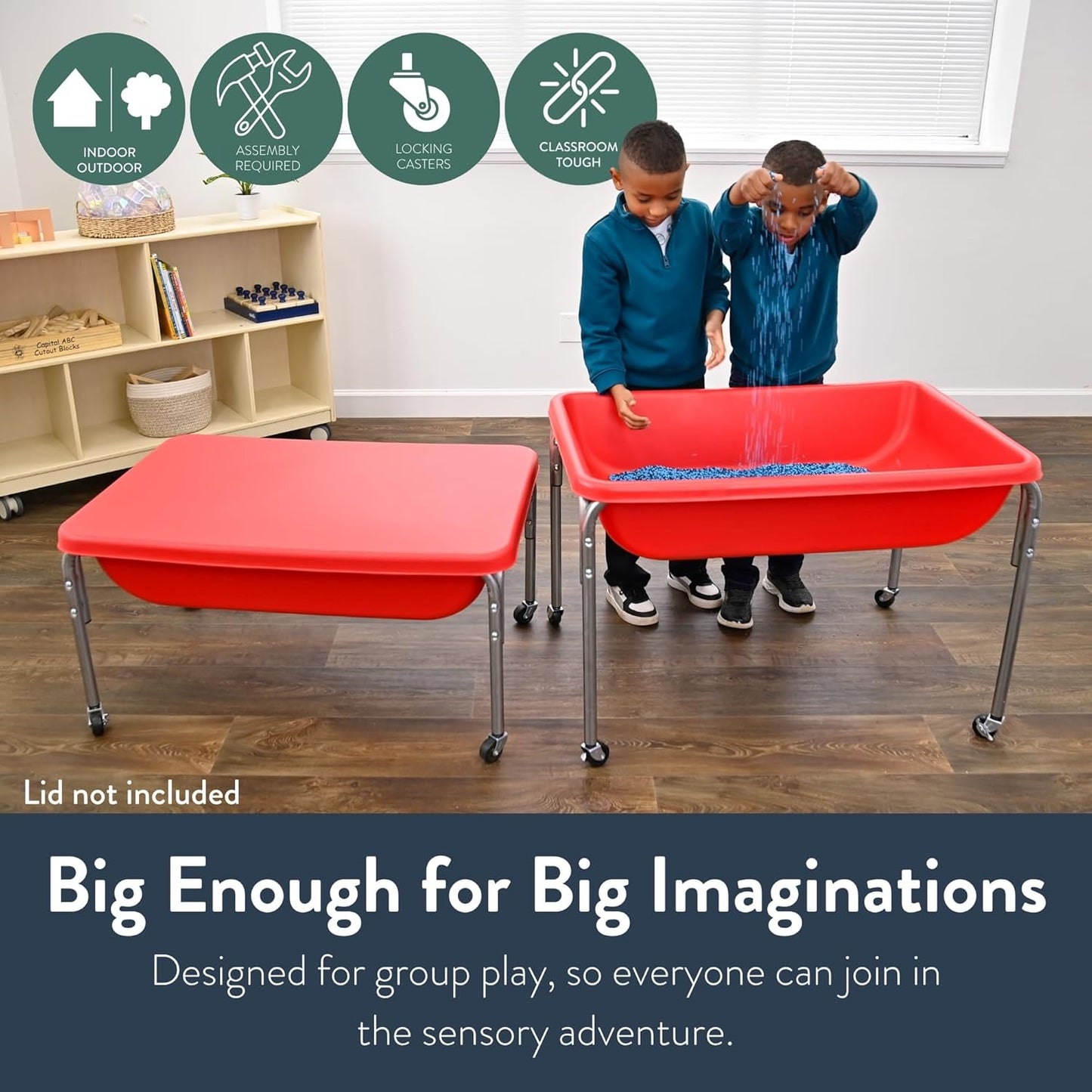 Children's Factory Medium Sensory Table – 24″ Height Table, Sandbox, Water Table for Kids, Red