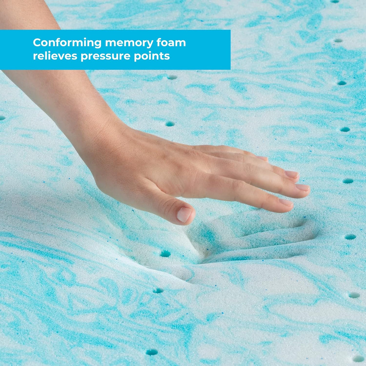 Linenspa 4 Inch Gel Swirl Memory Foam Topper + Cover-Contouring Comfort-Gel Infusion-Machine Washable-Cover, Cal King
