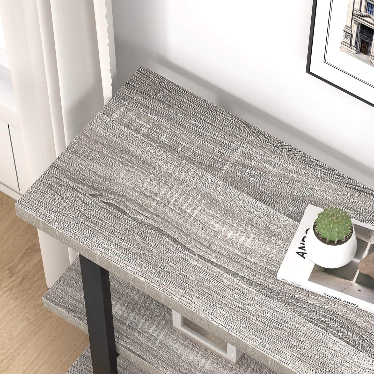 FOLUBAN Sofa Table, Wood Entryway Table with Storage Shelves for Living Room, Modern Console Tables for Hallway, Entrance, or Behind Couch, Light Grey, 47 Inch