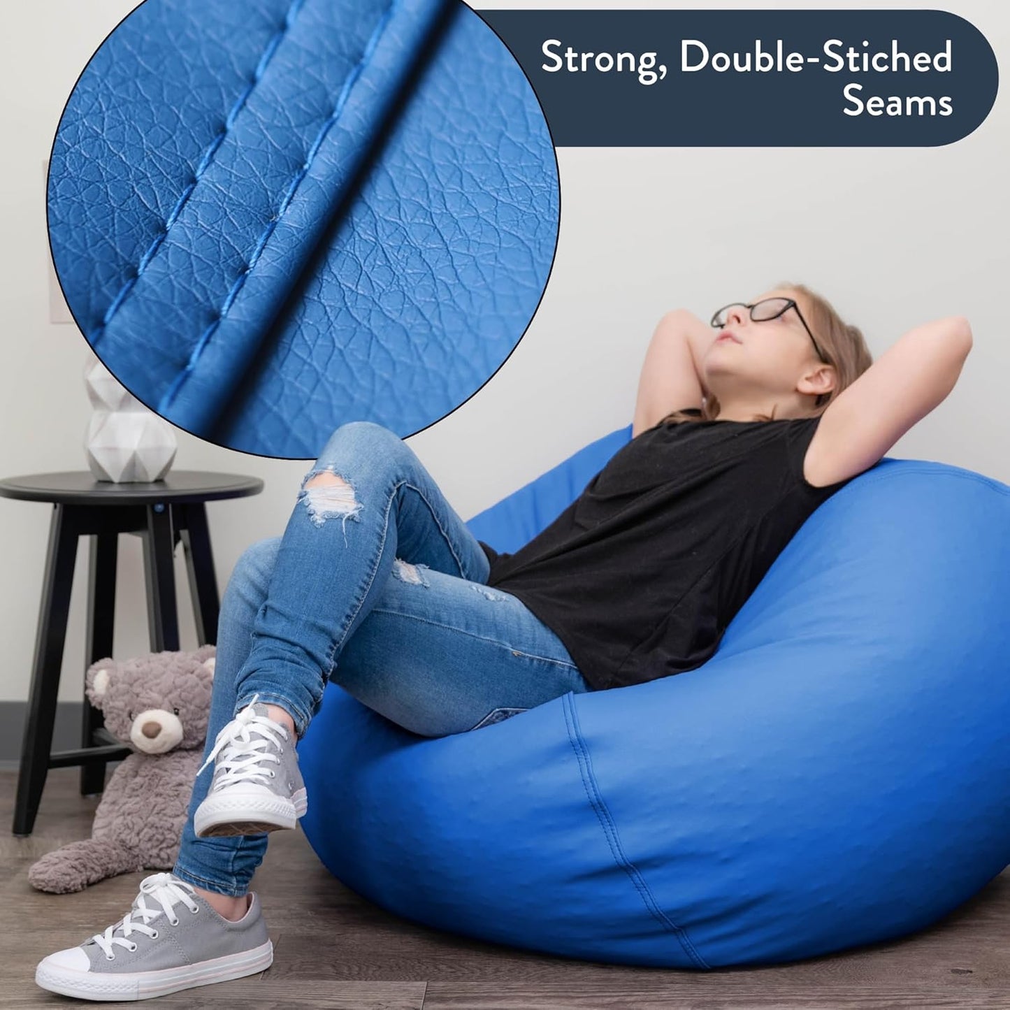 Children's Factory 35" Kids Bean Bag Chairs, Flexible Seating Classroom Furniture, Beanbag Ideal for Boy/Girl Toddler Daycare or Playroom, Deep Water (CF610-082)