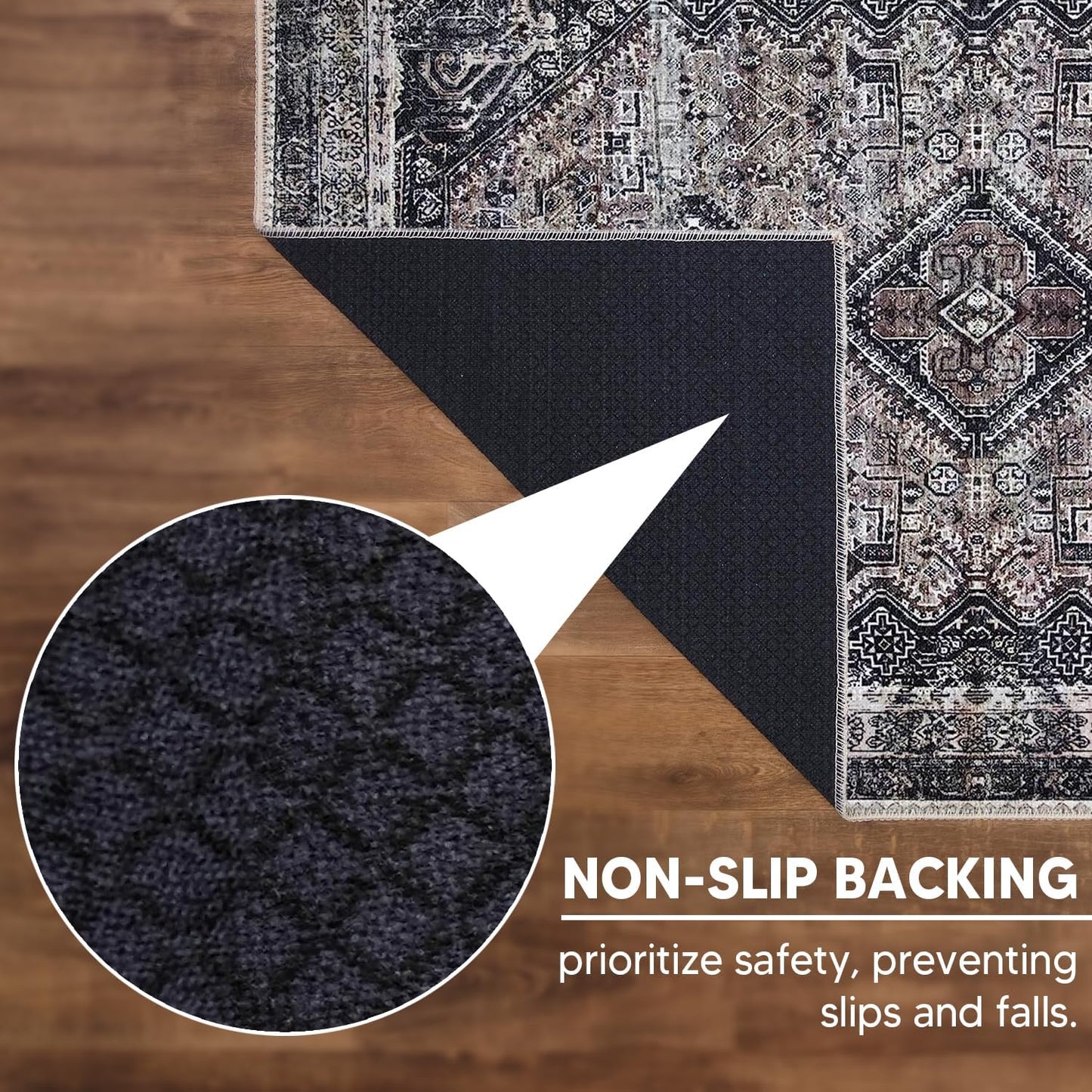 Keen Home Design 2x10 Rug - Machine Washable Runner Rug with Non-Slip Backing, Ideal for Hallway, Entryway, Kitchen, Laundry Room - Vintage, Easy Clean, Durable, Low Pile - (2'6" x 10')