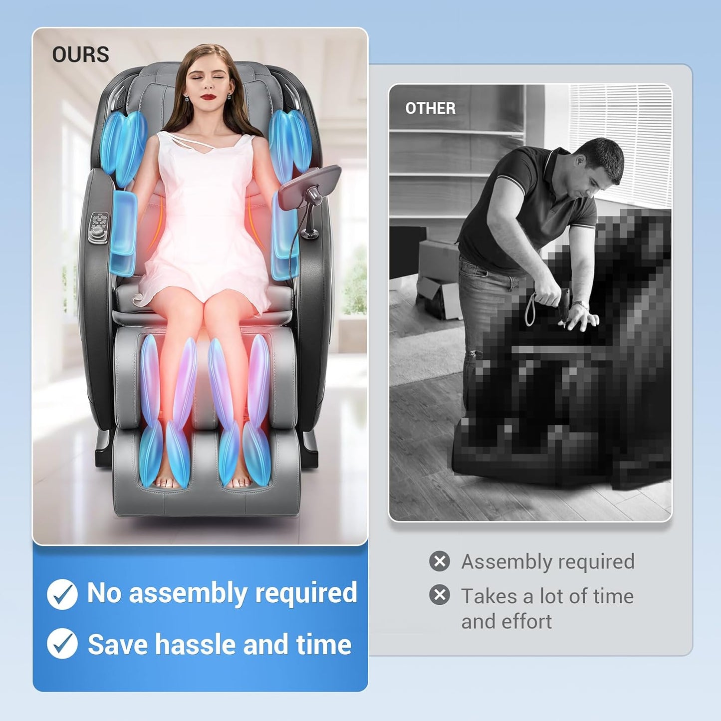 Full Body Zero Gravity Shiatsu Massage Chair with Fully Assembled, LCD Screen, Shortcut Keys, USB Charging Port, Heat, for Loved Ones, Parents, Black