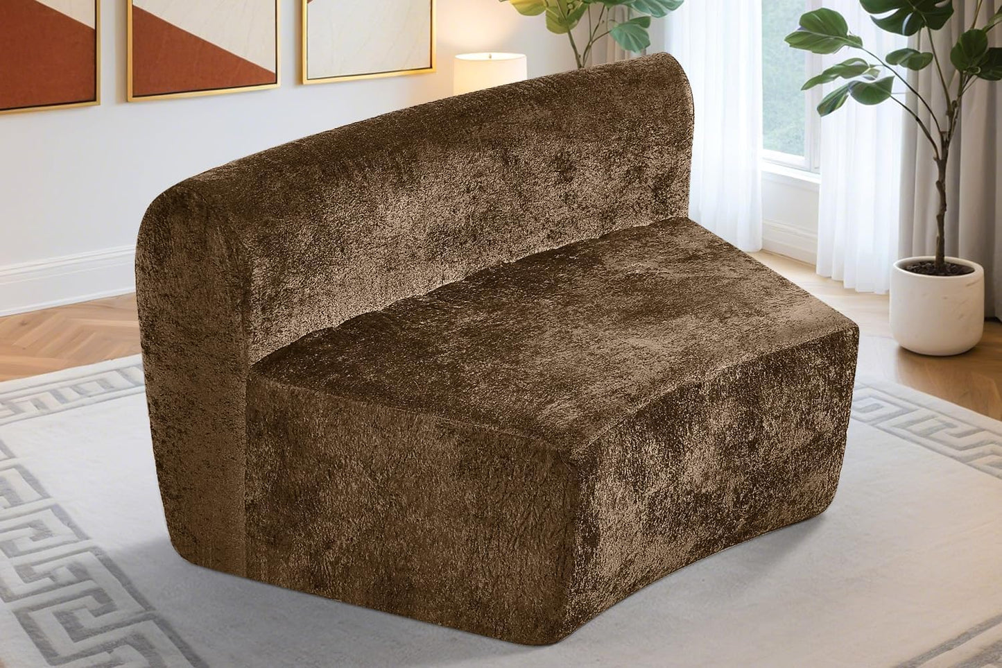 Homguava Modular Sectional Sofa, Memory Foam Couch Single Sofa Chair with Deep Seat, Modern Upholstered Sofa Couches for Living Room Apartment Office, No Assembly Required, Brown