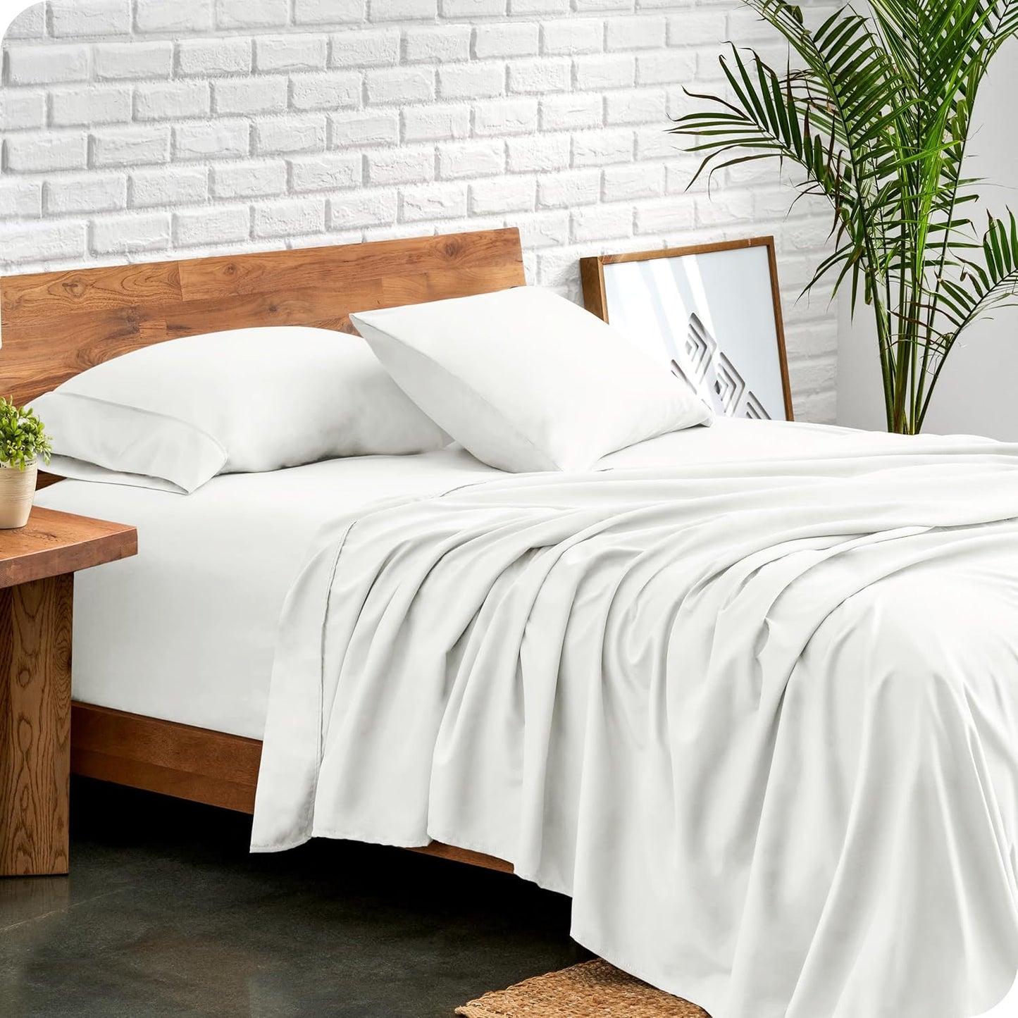 Bare Home Queen Sheet Set - Luxury 1800 Ultra-Soft Microfiber Bed Sheets - Double Brushed - Deep Pockets - Easy Fit - 4 Piece Set - Bedding Sheets & Pillowcases (Queen, Cream)