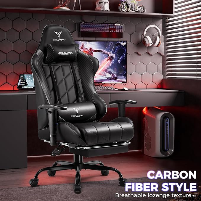 EXRACING Gaming Chair with 3D Adjustable Armrests, Cow Print Design, Ergonomic Office Chair with High Back, Computer Chair with Footrest,Comfy Diamond Stitching Sest, Game Chair for Adults
