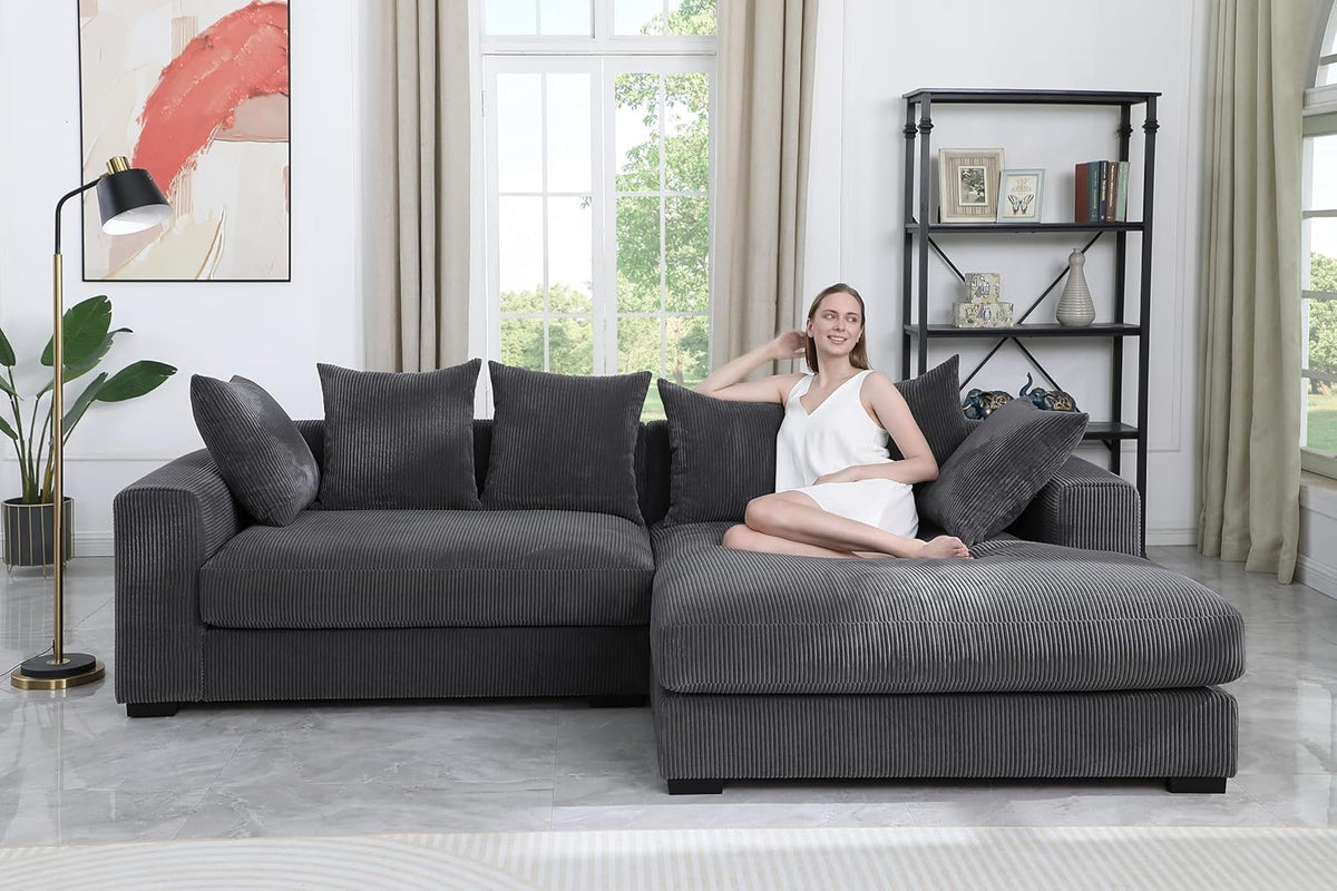Evan L Shape sectional Sofa for Living Room, Apartment, Bedroom, Office