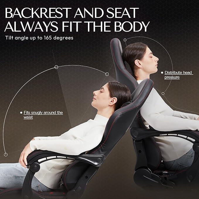 Dowinx Gaming Chair Big and Tall, Ergonomic PC Gaming Chair with Footrest & Massage, Racing Style Reclining Computer Chair for Adults, 400LBS Capacity - Heavy Duty Gamer Chair, Black