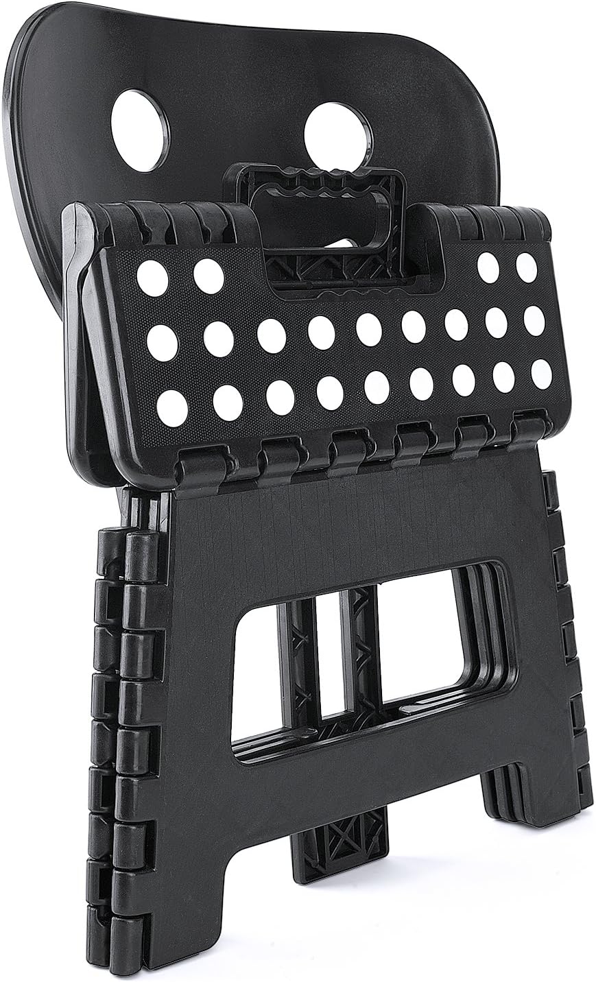 ACSTEP Folding Step Stool with Back Support for Kids,9" Kids Step Stool for Outdoor or Indoor Kitchen Step Stools and Bathroom Stool for Toddlers Boys Girls - Black