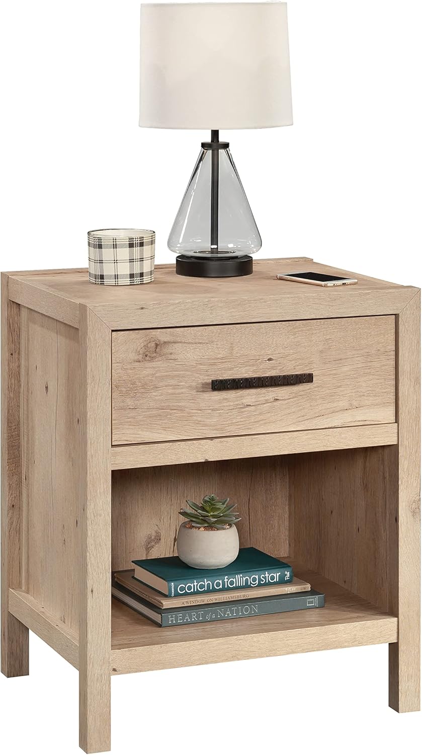 Sauder Pacific View Bedroom Night Stand, Spacious Storage, 1 Drawer Nightstand, Prime Oak Finish