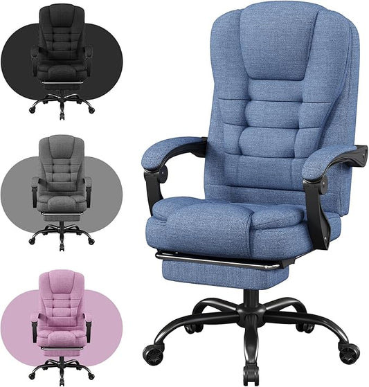 Gaming Chair with Footrest, Ergonomic Office Chair Reclining 90°-150°, Adjustable Desk Chair with Linkage Armrests, Comfortable Computer Chair for Adults, Gamer Chair Sillas para Escritorio, Blue