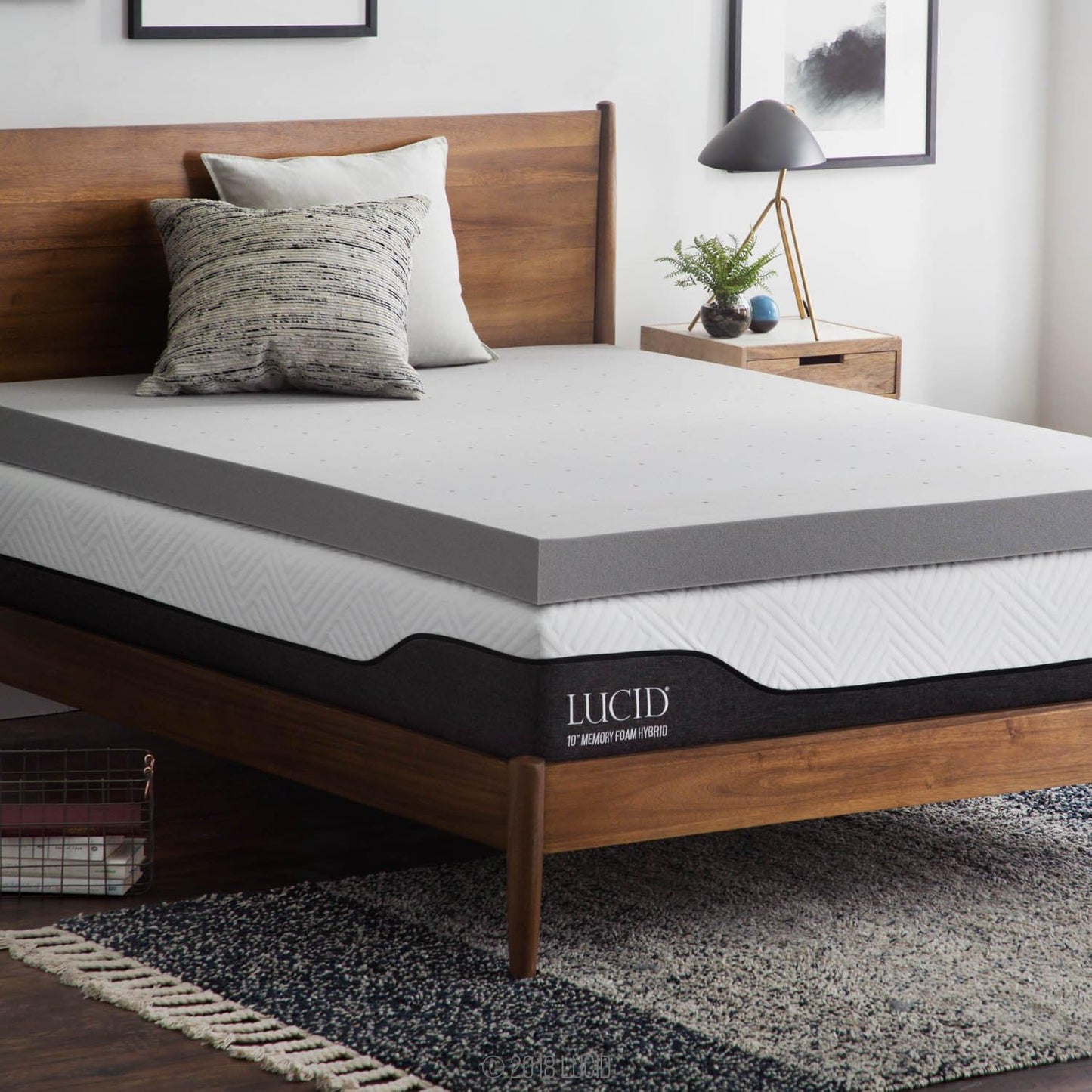 Lucid 4 Inch Bamboo Infused Memory Foam Mattress Topper - Twin Size – Cooling Ventilation – Pressure Relieving Bed Topper - Mattress Pad – CertiPur Certified