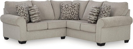 Signature Design by Ashley Claireah Casual L-Shaped 2-Piece Sectional with Loose Seat Cushions and 5 Accent Pillows, Beige