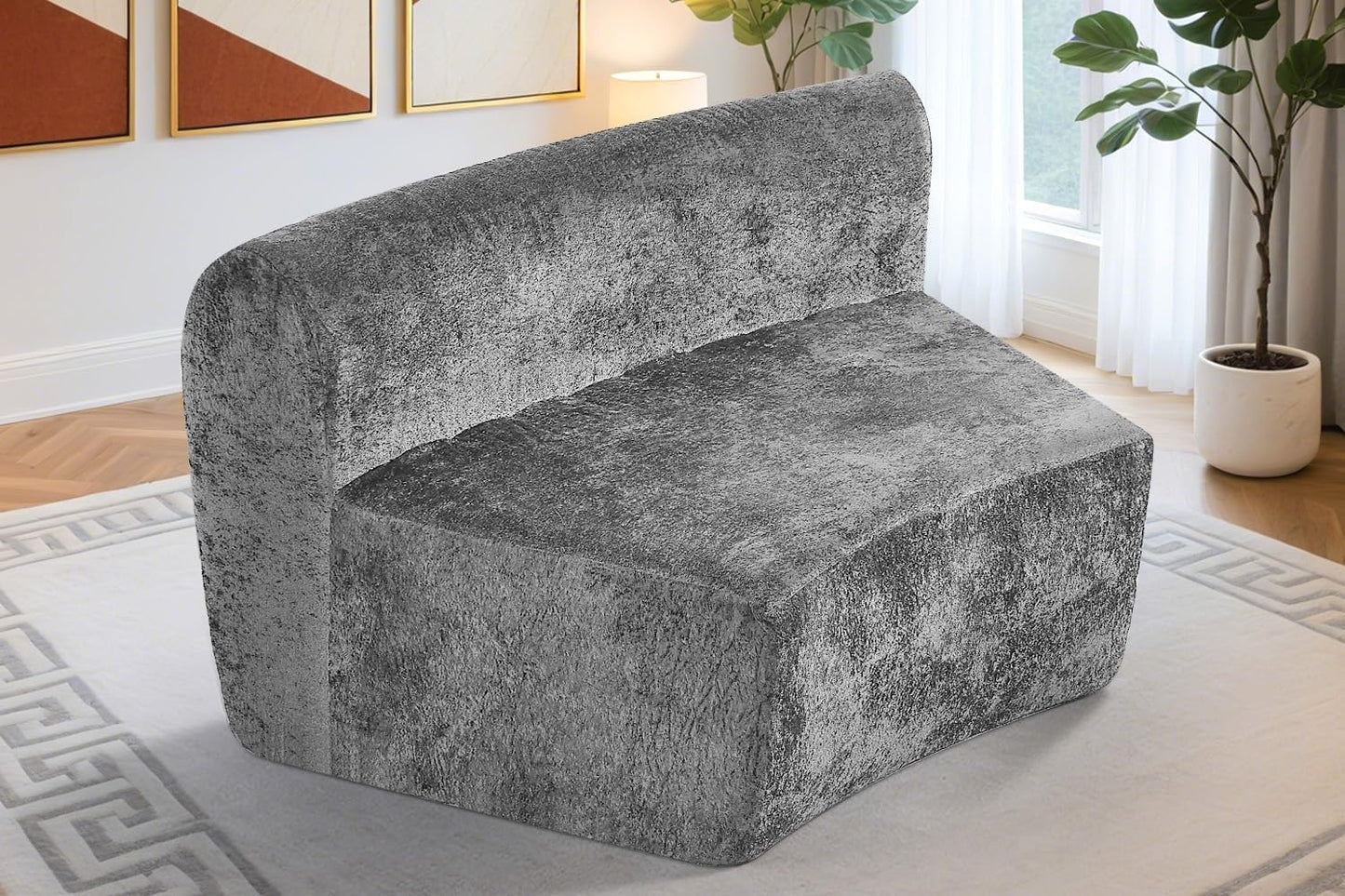 Homguava Modular Sectional Sofa, Memory Foam Couch Single Sofa Chair with Deep Seat, Modern Upholstered Sofa Couches for Living Room Apartment Office, No Assembly Required, Grey