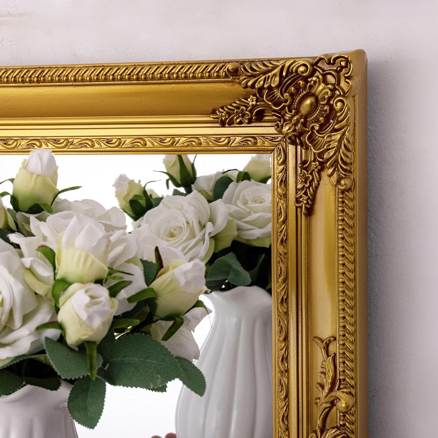 Large Antique Wall Decorative Mirror, 29.5" x 41" Gold Traditional Baroque Inspired Wall Decor Mirror, Vintage Wall Mirrors for Bedroom, Entryway, Dining Room, Fireplace