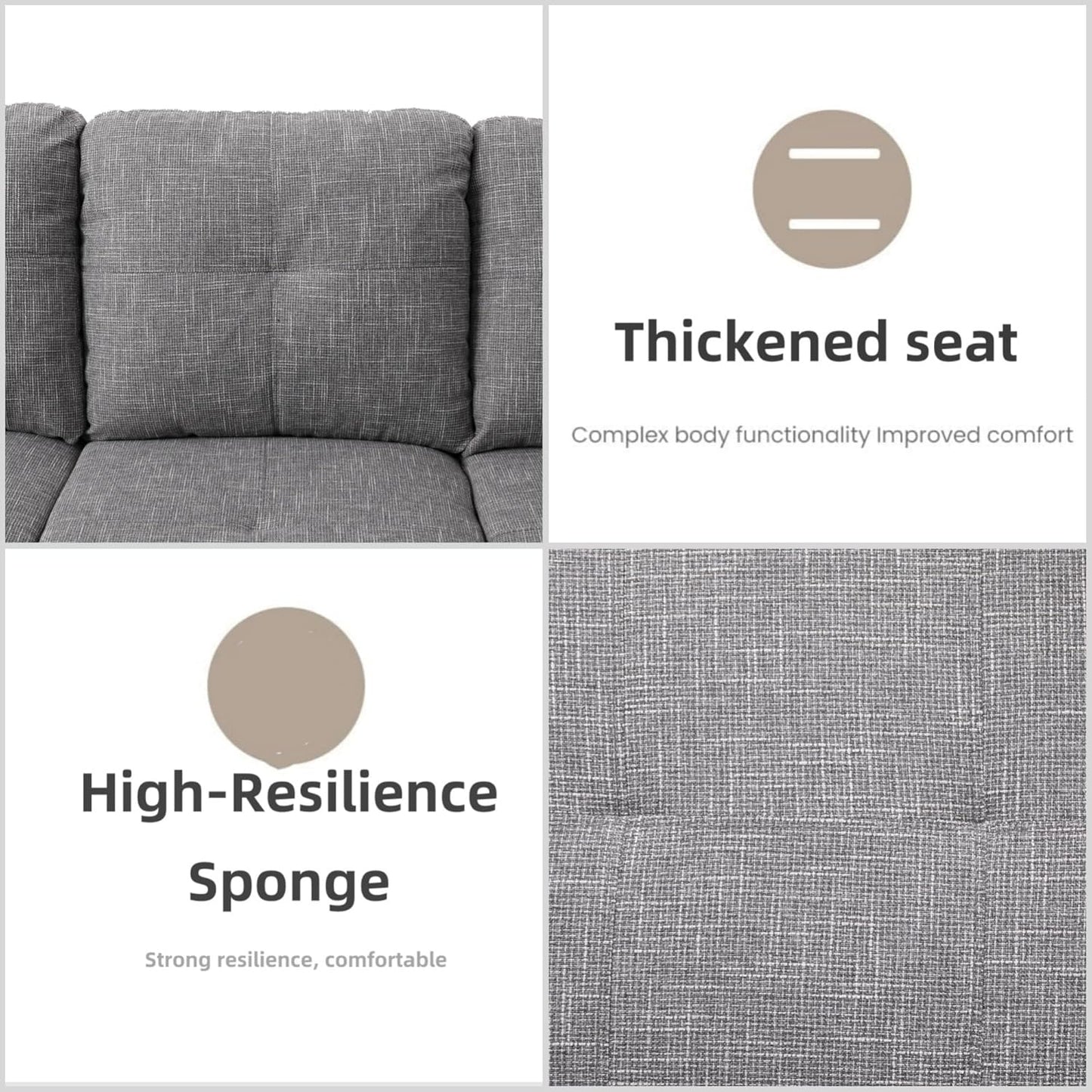 L Shaped Sectional Couches for Living Room, Modern Modular Sectional Sofa with Ottoman Storage, Comfy L Shaped Couch with Chaise for Bedroom Apartment Furniture, Gray