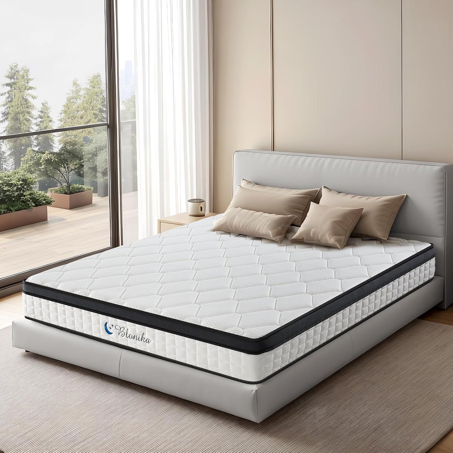 Queen Mattress, 12 Inch Queen Size Mattress in a Box, Medium Firm, Memory Foam with Individual Pocket Spring for Pressure Relief & Motion Isolation, Strong Edge Support