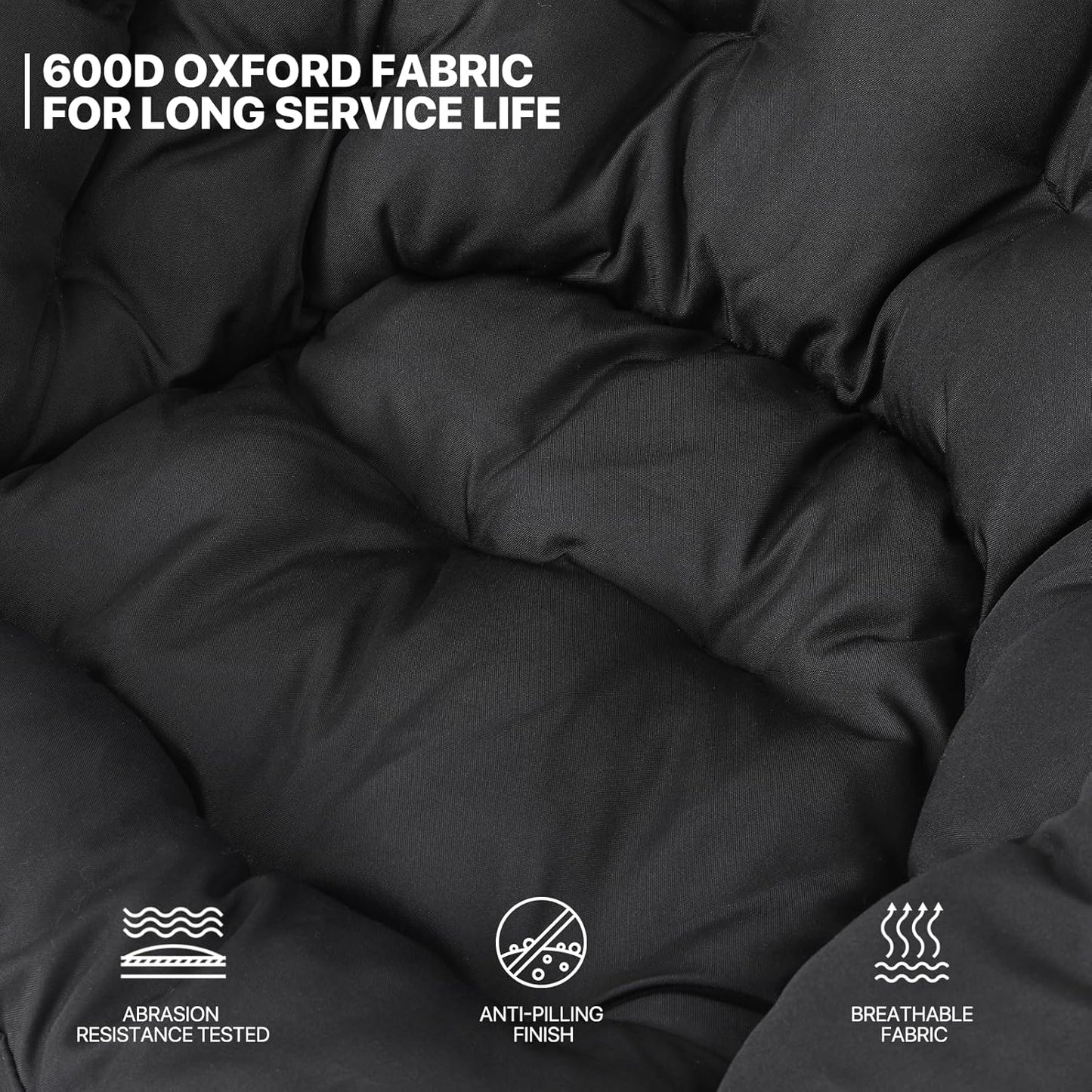 MoNiBloom Round Folding Saucer Chairs Set of 2 for Bedroom Living Room Dorm Foldable Metal Frame Comfy Soft Lounge Lazy Cozy Moon Chairs for Teens (Black)