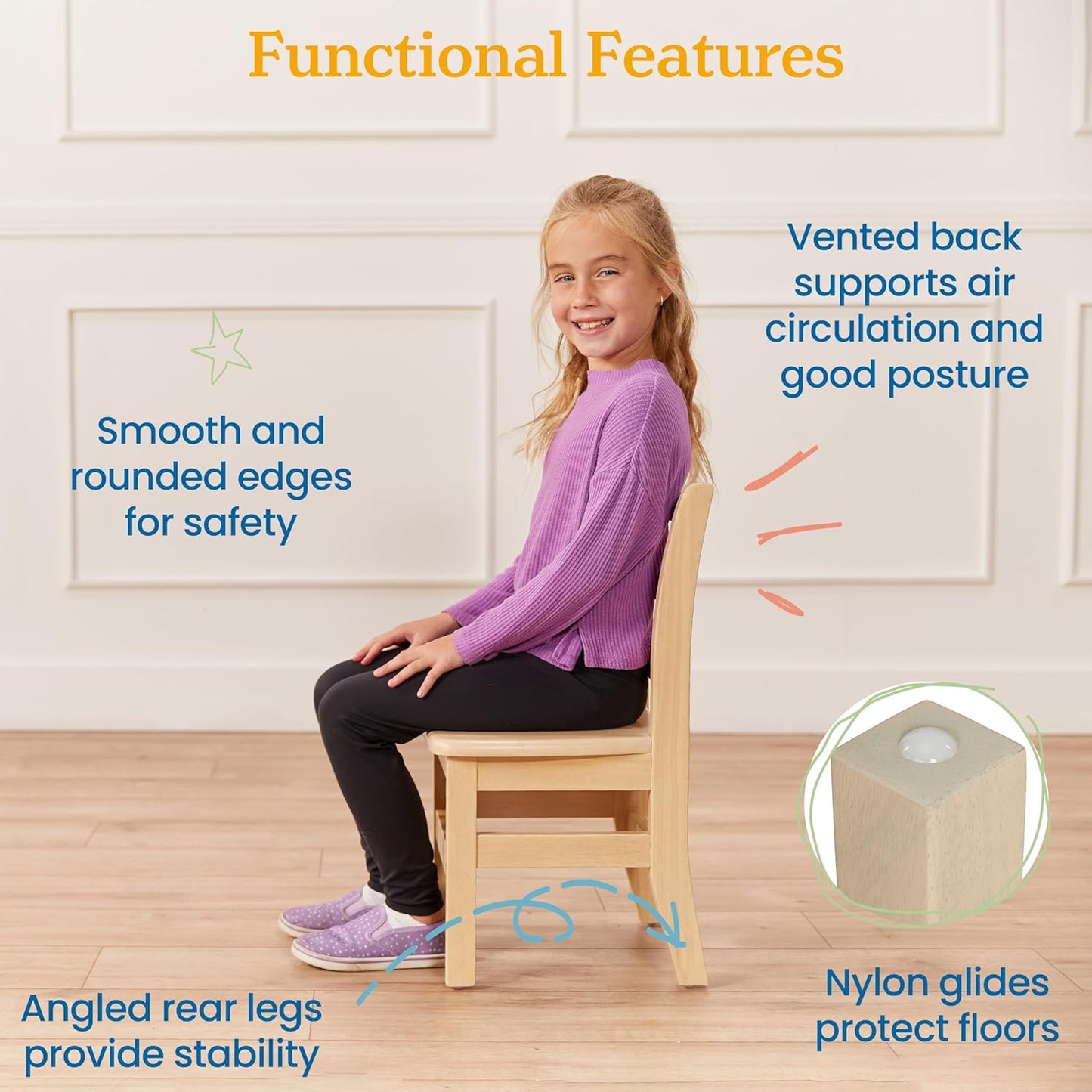 ECR4Kids 24in x 36in Rectangular Hardwood Table and Chair Set, 12in Seat Height, Kids Furniture, Antique White