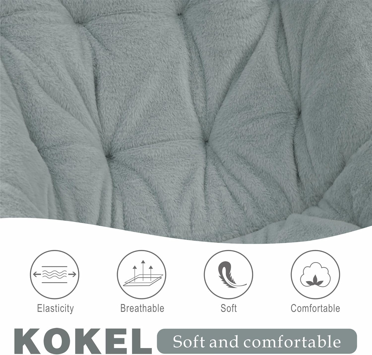 Kokel Plush Folding Chair and Ottoman Padded Metal Frame Living Room Chair (Light GRAY-TM21)