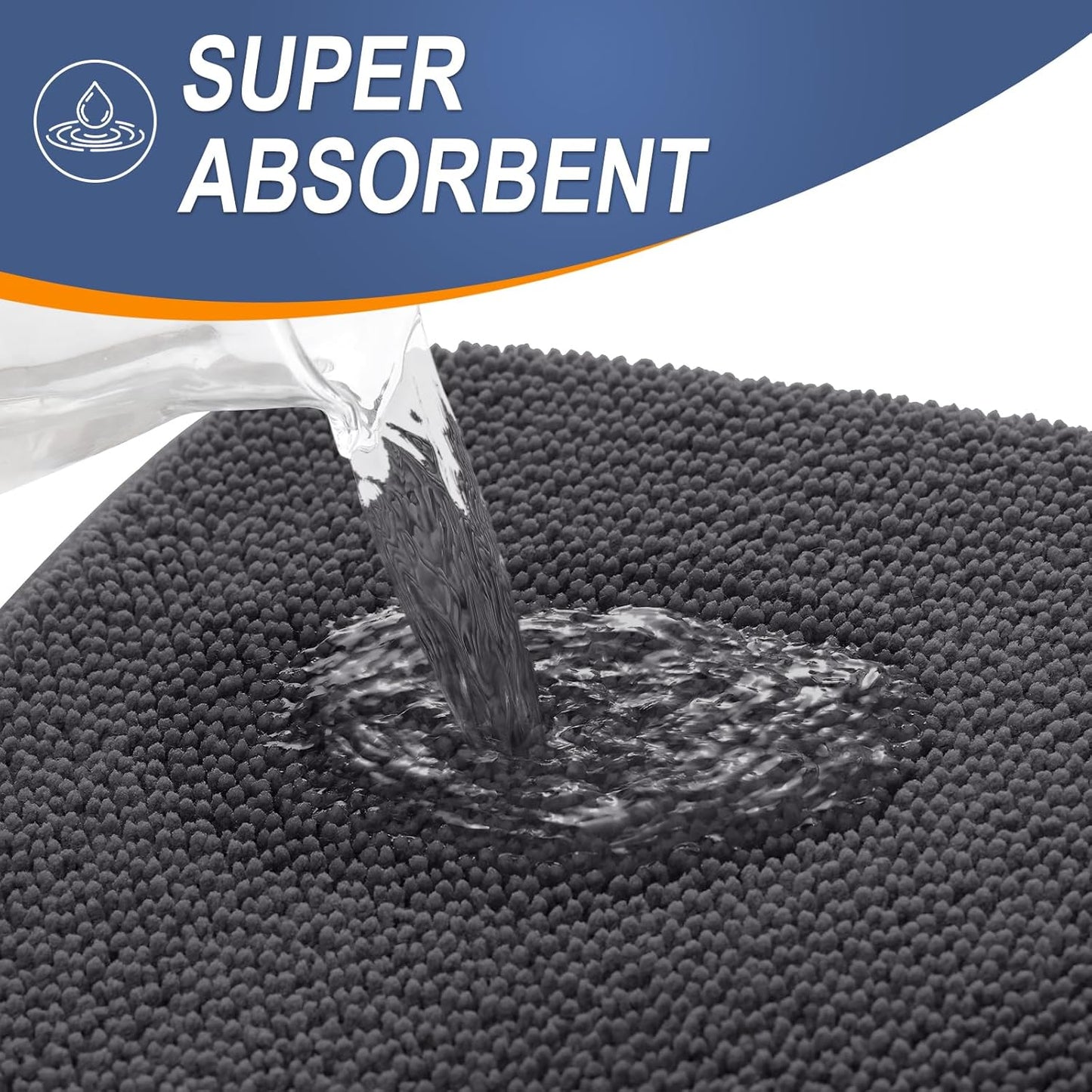 OLANLY Thick Memory Foam Bath Mat Rug 59x24, Extra Soft Absorbent Bathroom Rug, Quick Dry Bath Mats, Non-Slip, Machine Washable Carpet for Bathroom, Tub and Shower, Home Decor Accessories, Dark Grey