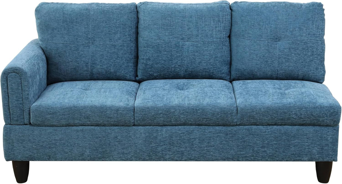 NicBex Sectional Couch 3 Pieces Sofa Set with Left Chaise Flannel L Shaped Cloud Couch for Living Room Furniture Sets with Storage Ottoman, Modular Sofa for Living Room & Apartment, Dark Blue
