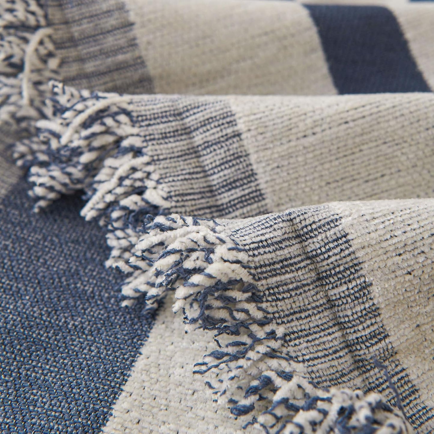 STACYPIK Reversible Boho Blue Beige Couch Cover for 2 Cushion Couch Sofa Cover for Dogs Anti-Scratch Furniture Protector Cover with Tassels for Pet Cat Non-Slip Loveseat Cover for Sectional-71X102IN