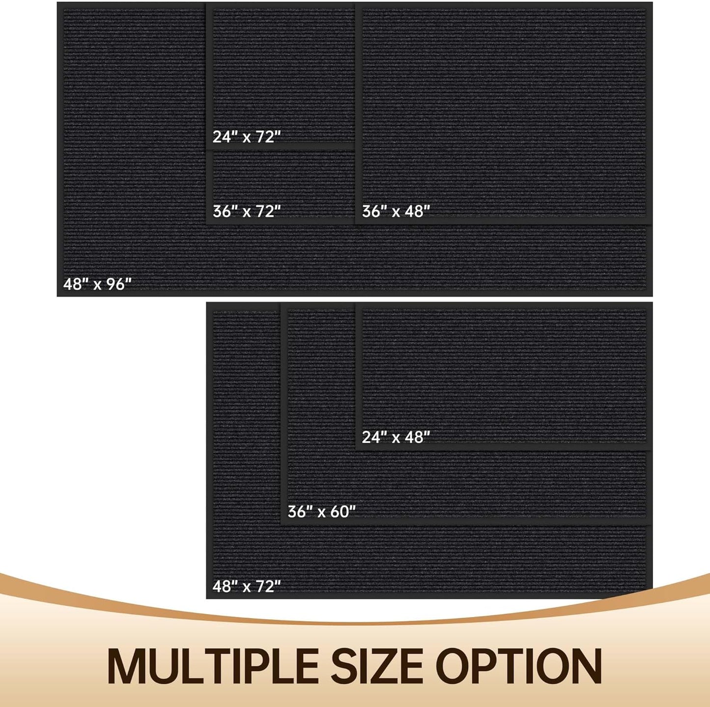 Amyracel Front Door Mat Indoor Outdoor Entrance, 48" x 72" All-Season Waterproof Heavy Duty Doormat for Outside Entry, Stain and Fade Resistant, Low Profile, Easy Clean Patio Entryway Mat