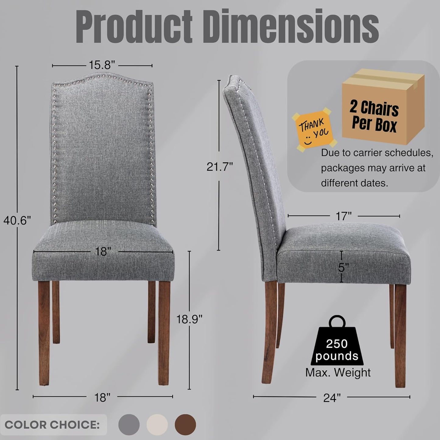 Stylish Upholstered Parsons Dining Chair with Silver Nailhead Trim and Sturdy Solid Wood Legs