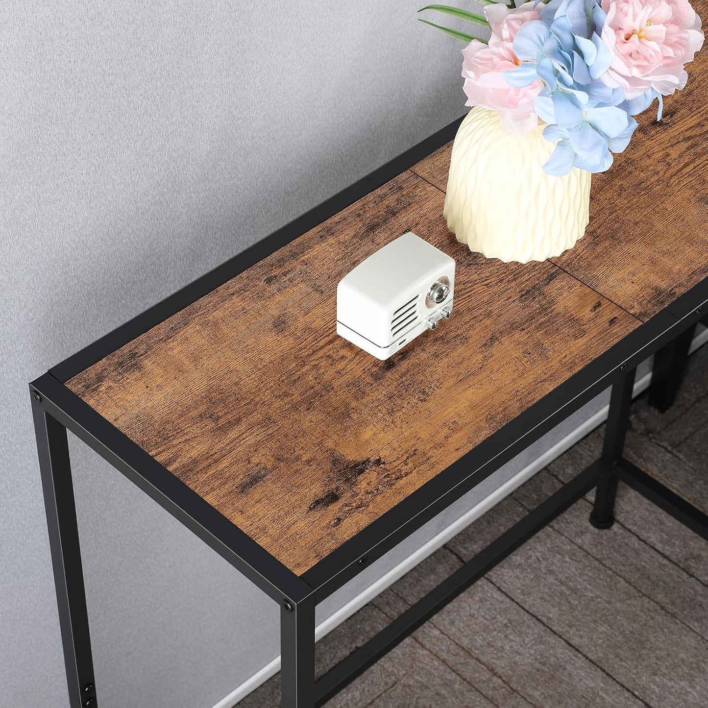 Small Entryway Console Table - Industrial Narrow Behind Couch Sofa Table, Skinny Entrance for Hallway, Wood Thin for Living Room, Foyer, Corridor (Brown)