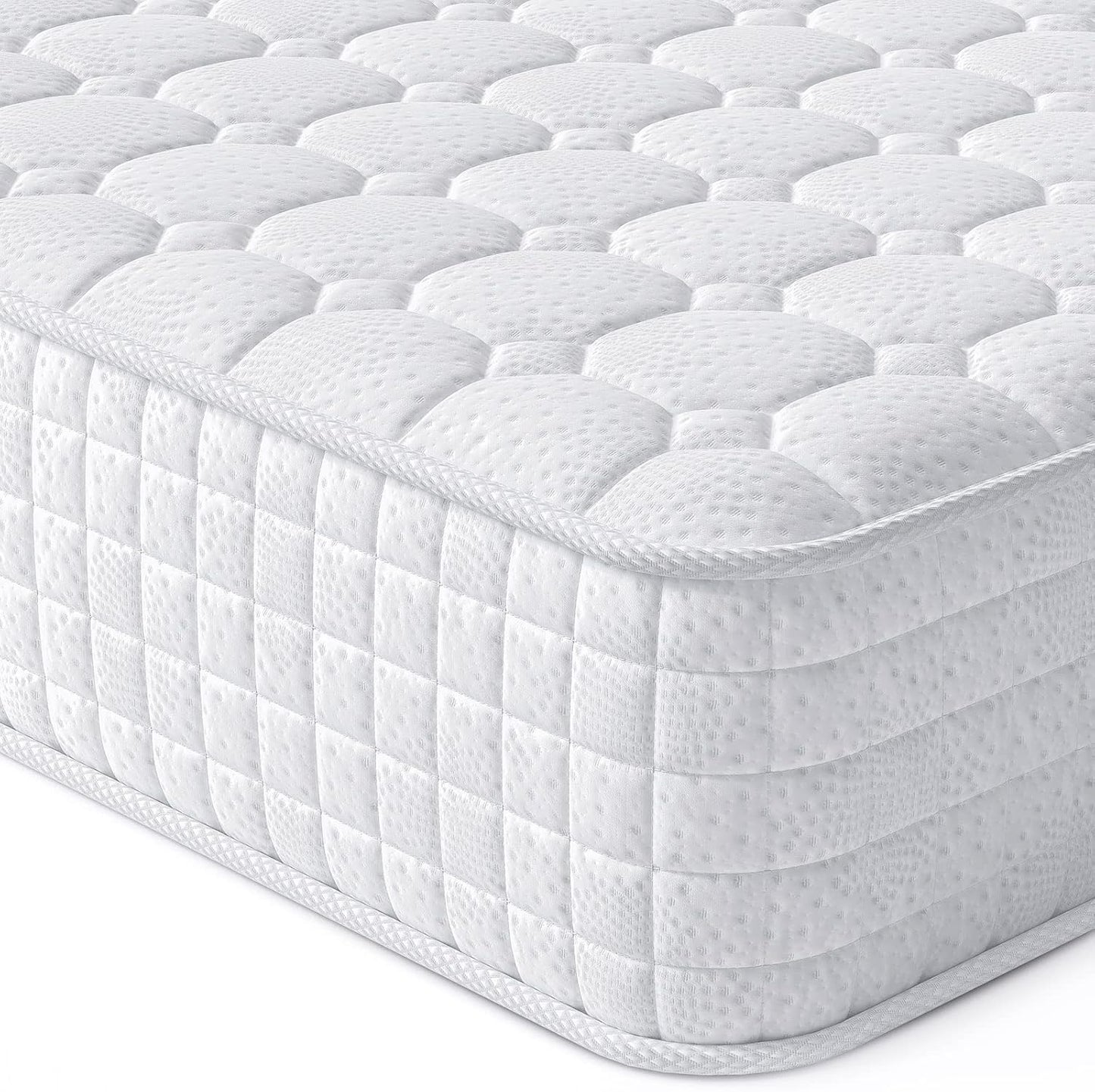 Vesgantti 8 Inch Multilayer Hybrid Twin XL Mattress - Multiple Sizes & Styles Available, Ergonomic Design with Memory Foam and Pocket Spring, Medium Firm Feel, White