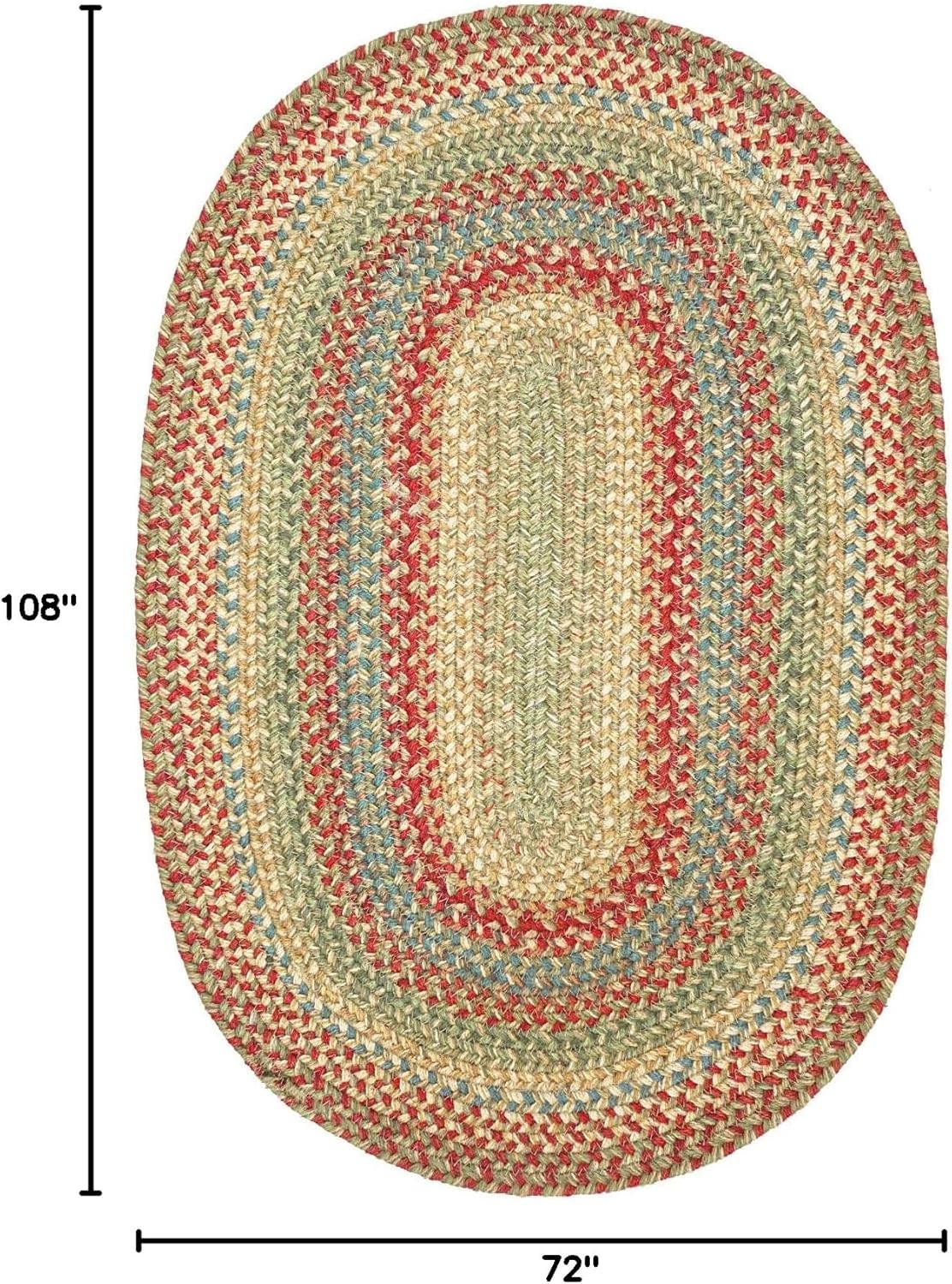 Homespice Azalea Multicolor Oval Braided Rug, Jute, 6x9' - Perfect Country Primitive Decor for Bedroom, Living Room, Everywhere