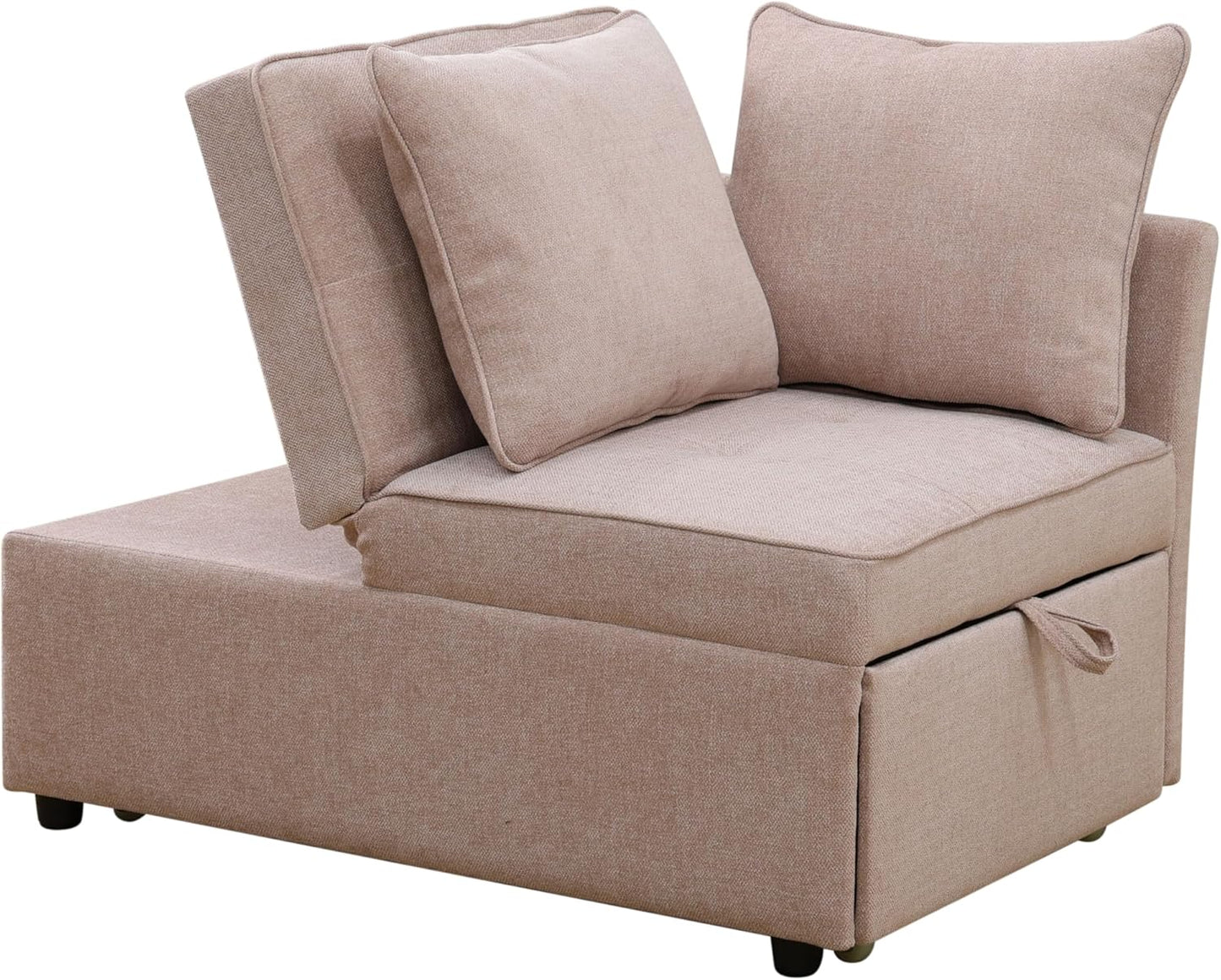 Sleeper Sofa, 4-in-1 Convertible Ottoman Couch Bed, Modern Sackcloth Futon Sofa Bed with 2 Pillows Adjustable Backrest, Recliner Folding Loveseat for Living Room, Apartment Dorm, Office,Pink