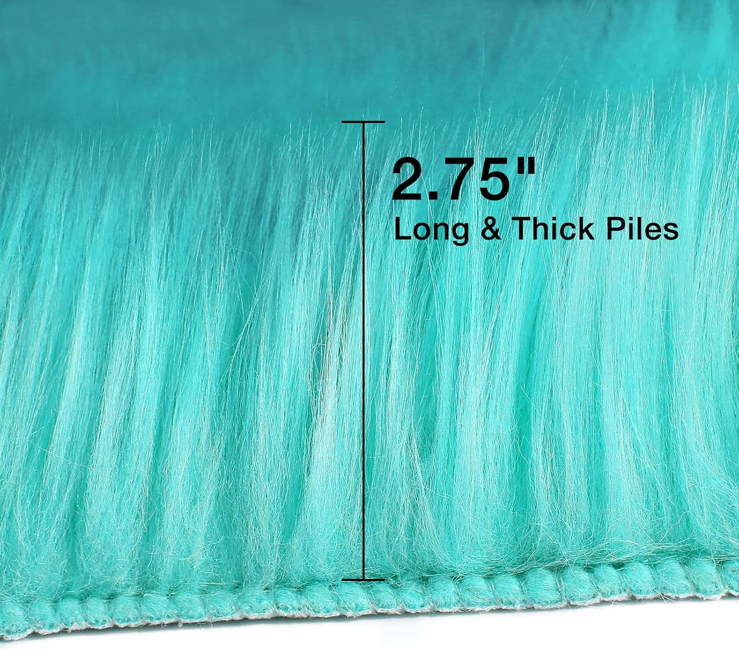duduta Turquoise Blue Faux Sheepskin Fur Rug 3x5 ft, Fluffy Shag Bedroom Dorm Nursery Playroom Carpet Rug Non Slip Washable