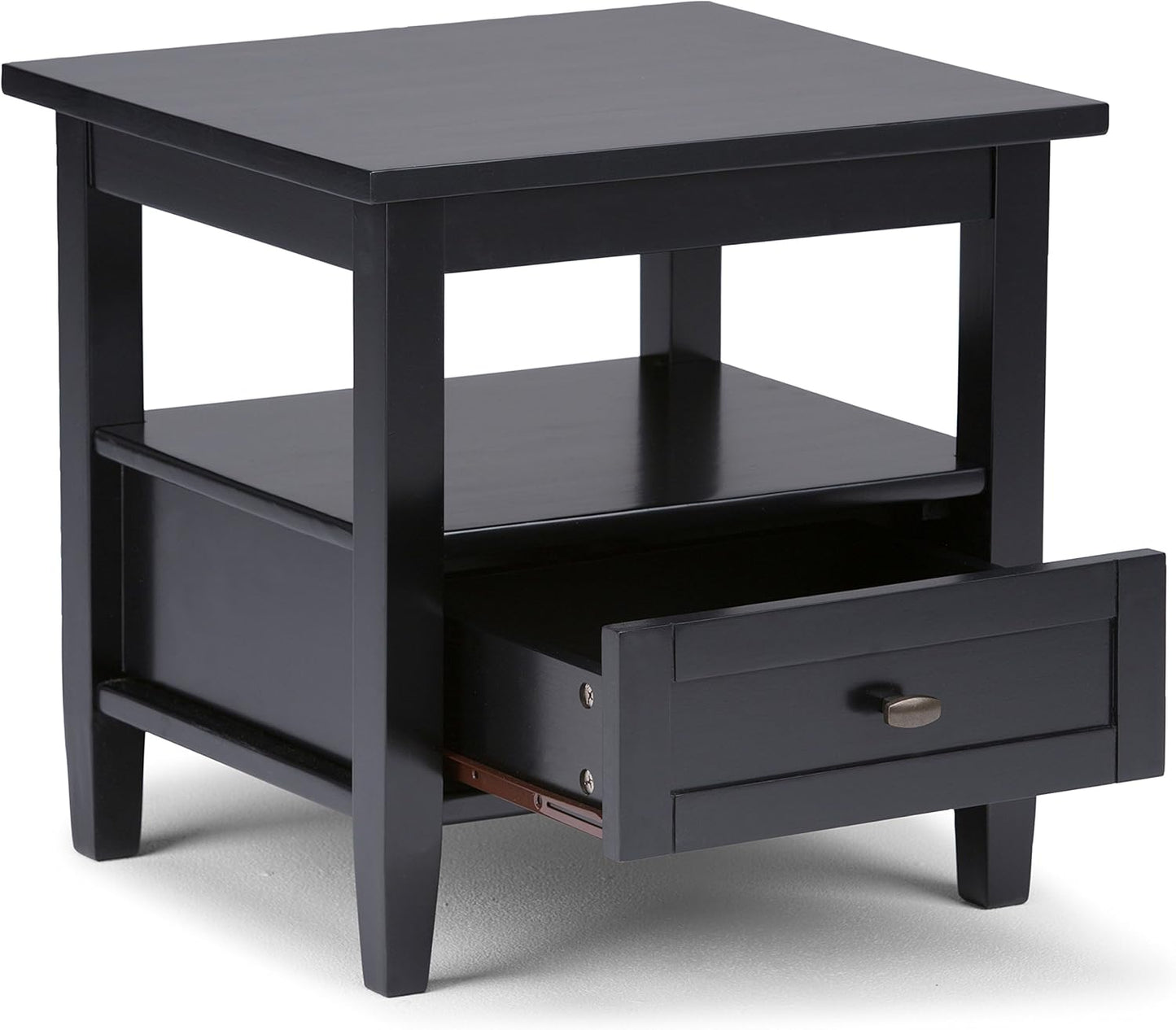 SIMPLIHOME Warm Shaker SOLID WOOD 20 inch Wide Rectangle Transitional End Side Table in Black for the Living Room and Bedroom
