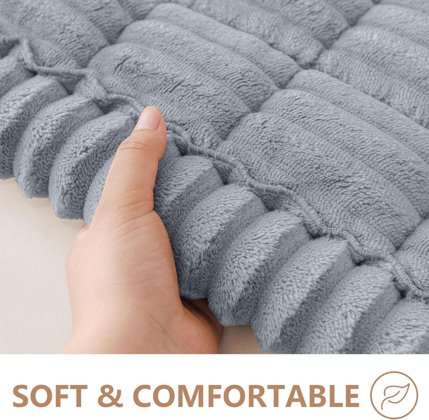 Smiry Couch Cover for Dogs Washable, Non Slip Fuzzy Pet Couch Covers for 3 Cushion Sofa Pet Friendly, Thick Soft Sofa Slipcovers Cushion Protector (Grey, 27.6" x 82.7")