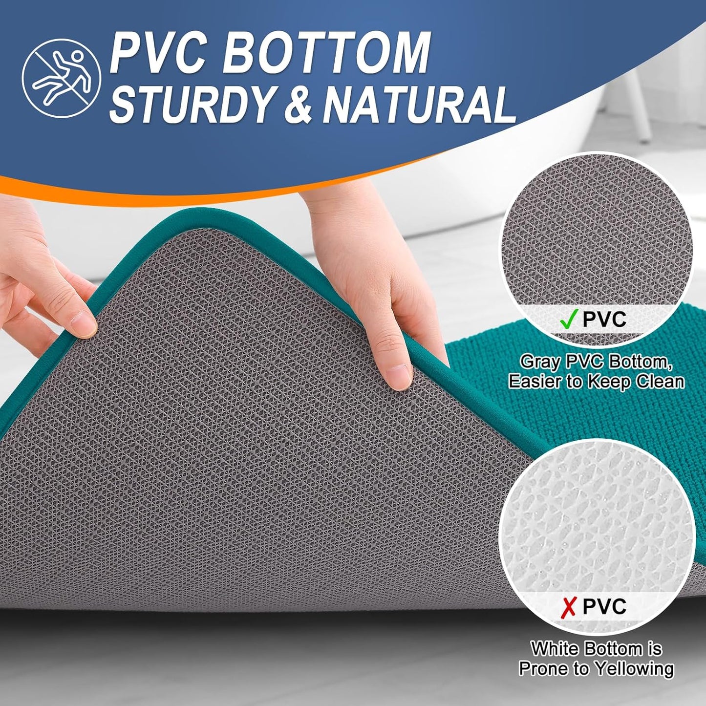 OLANLY Thick Memory Foam Bath Mat Rug 36x24, Extra Soft Absorbent Bathroom Rug, Quick Dry Bath Mats, Non-Slip, Machine Washable Carpet for Bathroom, Tub and Shower, Home Decor Accessories, Deep Lake