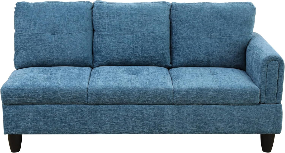 NicBex Sectional Couch 3 Pieces Sofa Set with Right Chaise Flannel L Shaped Cloud Couch for Living Room Furniture Sets with Storage Ottoman, Modular Sofa for Living Room & Apartment, Dark Blue