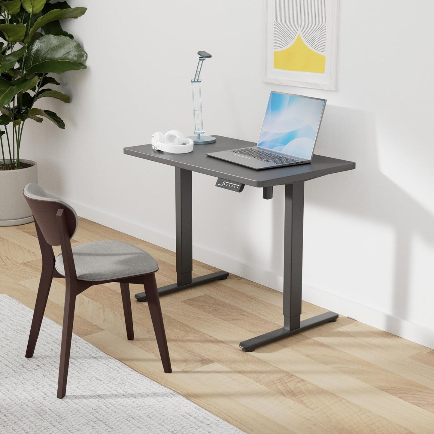 JOY worker Small Electric Standing Desk, 35" x 20" Whole Piece Height Adjustable Desk with Memory Controller, Black Sit to Stand Desk Workstation for Home Office