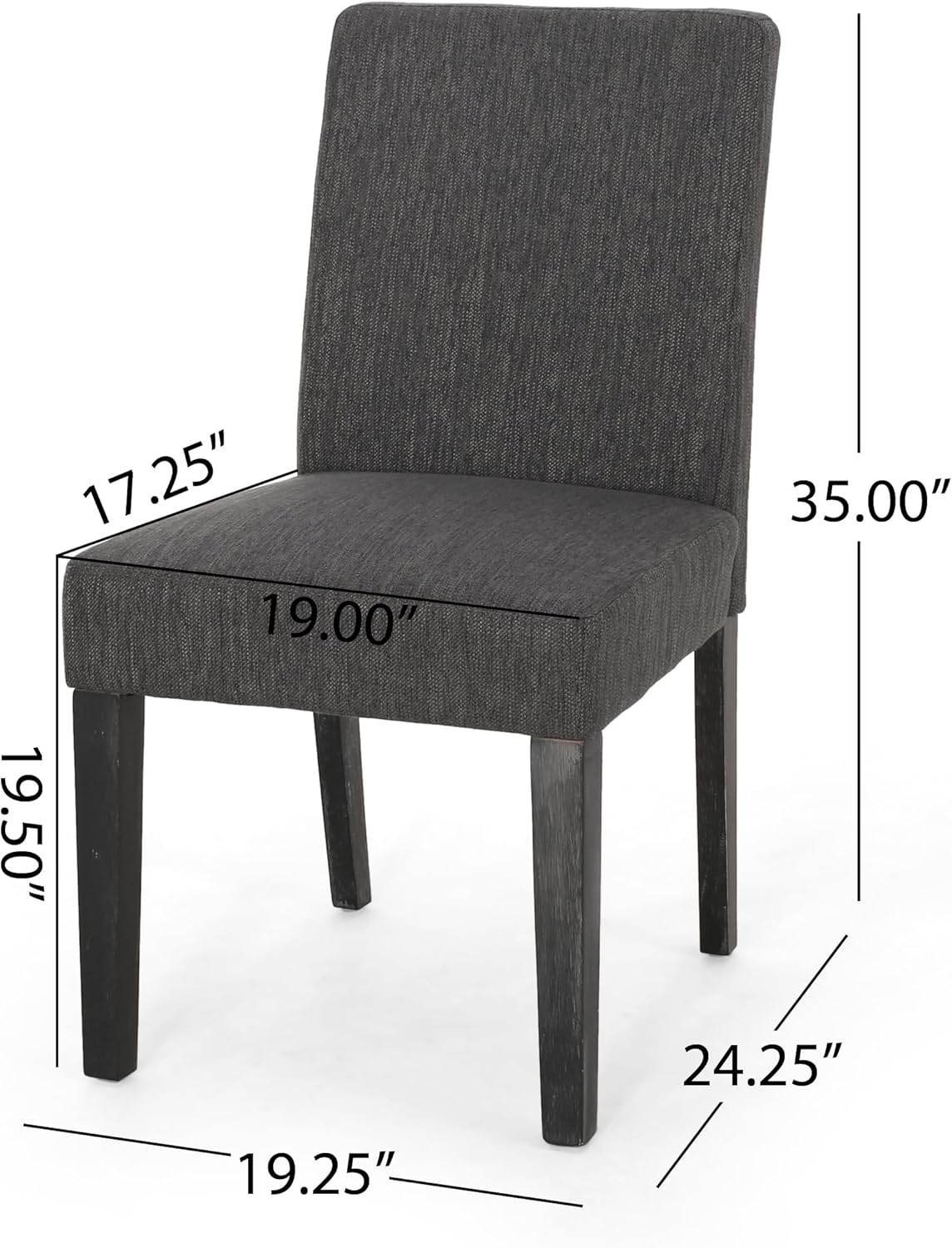 Christopher Knight Home Kuna Contemporary Upholstered Dining Chair (Set of 2), Charcoal + Gray