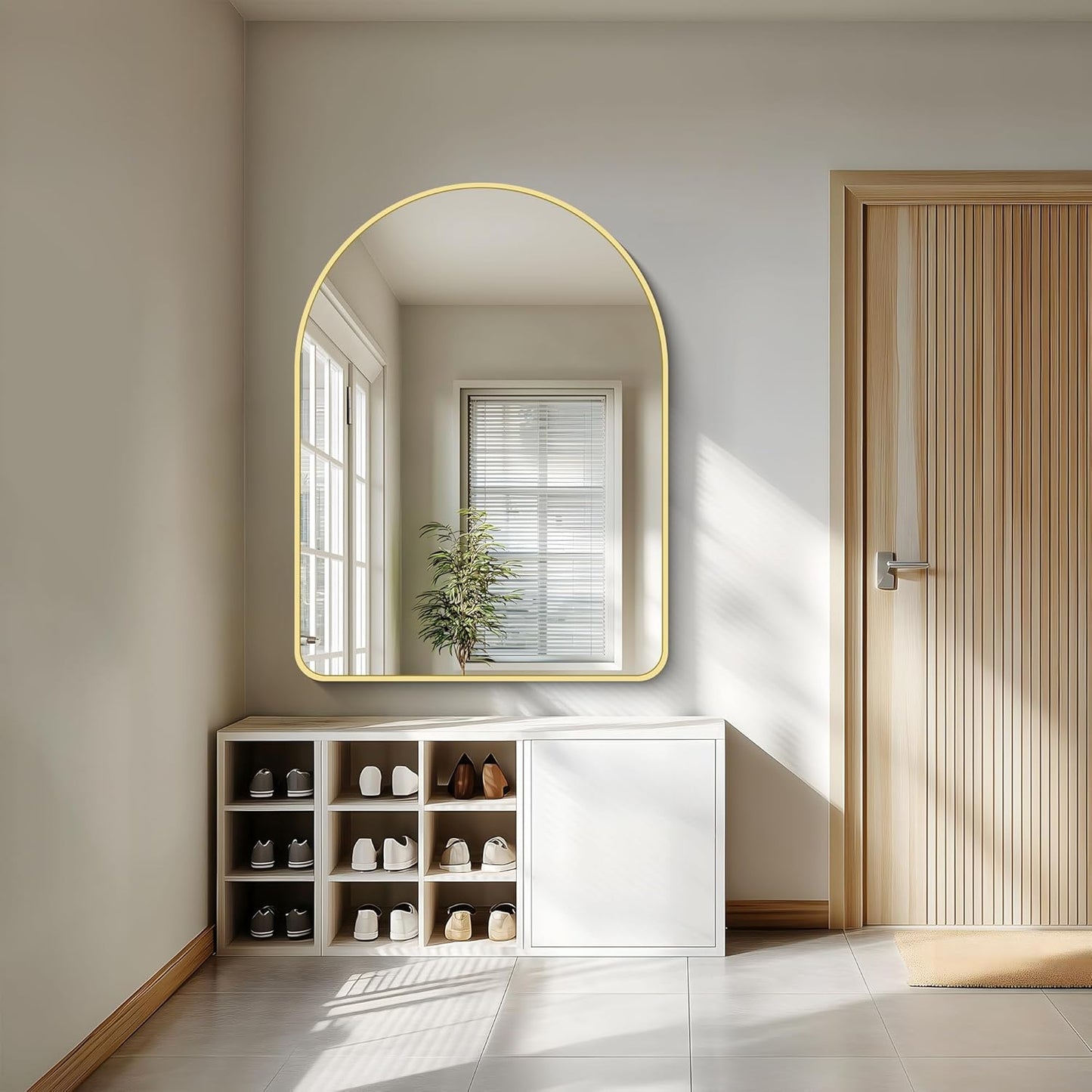 FORBATH Large Arched Wall Mirror 48x36 Inch, Gold Arch Bathroom Mirror with Aluminum Frame, Arched Mirror for Dresser, Fireplace,Entryway,Home Decor,Hanging or Leaning Against Wall